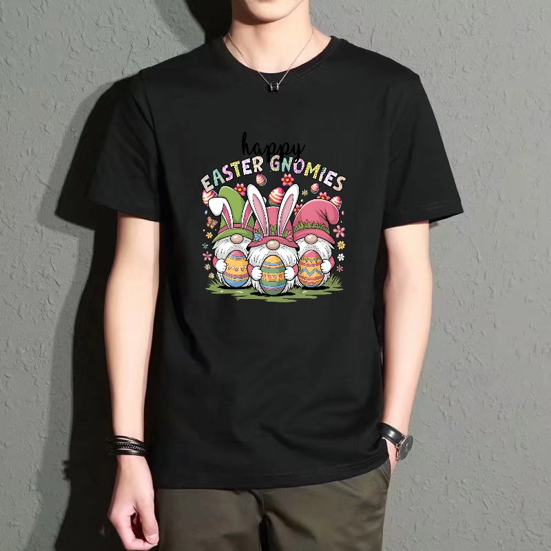 Men'S Fashion Easter - Men's Black Round-Neck Short-Sleeved T-Shirt, Easter-Themed