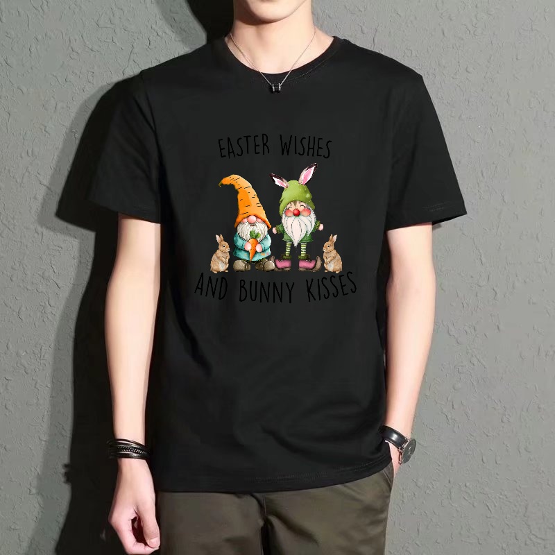 Men'S Fashion Easter - Men's Black Round-Neck Short-Sleeved T-Shirt, Easter-Themed