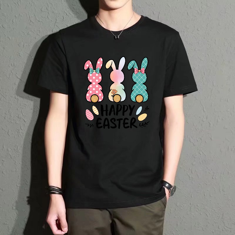 Men'S Fashion Easter - Men's Black Round-Neck Short-Sleeved T-Shirt Easter