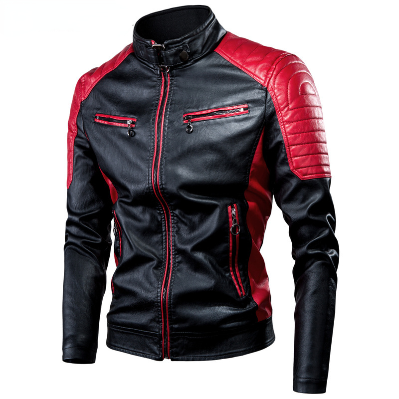 Mens Fashion Bomber Jacket - Men Motorcycle Leather Jacket Coat Bomber