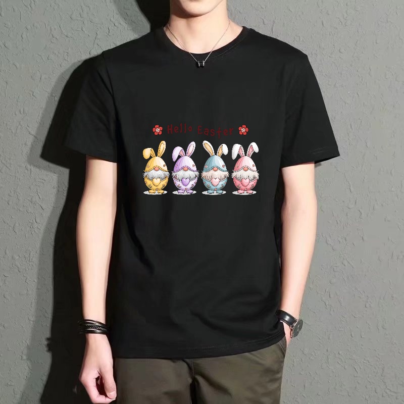 Men'S Fashion Easter - Men's Black Round-Neck Short-Sleeved T-Shirt, Fun