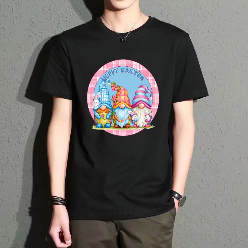Men'S Fashion Easter - Men's Black Round-Neck Short-Sleeved T-Shirt, Easter-Themed