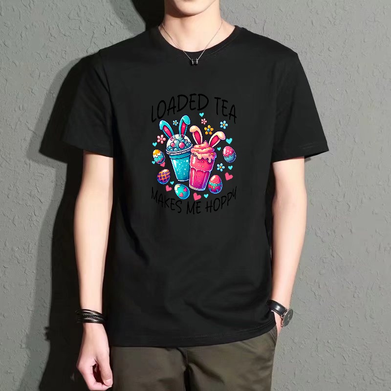 Men'S Fashion Easter - Men's Black Round-Neck Short-Sleeved T-Shirt, Fun