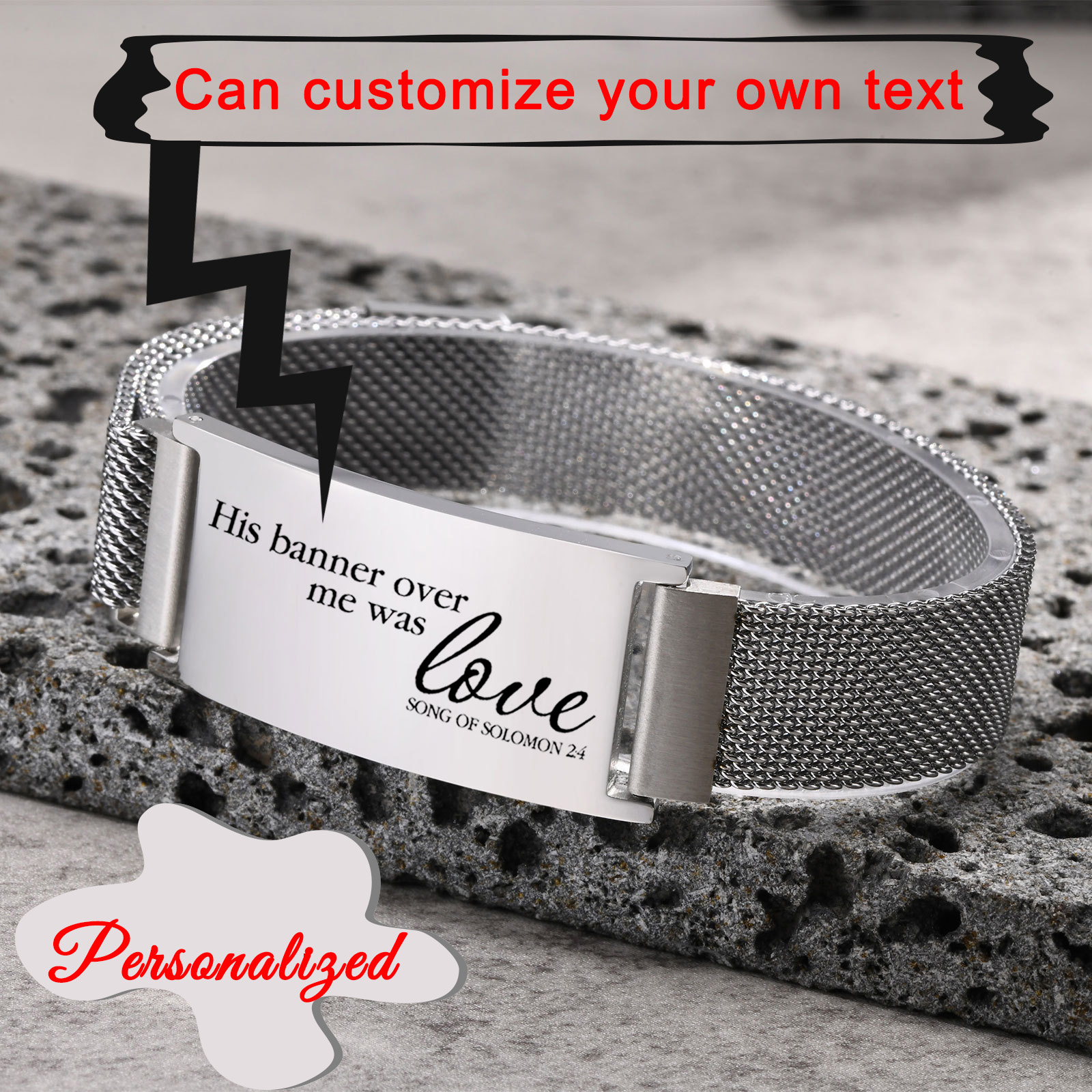 Men'S Fashion Easter - Custom Man Wide Bracelet Christian Black