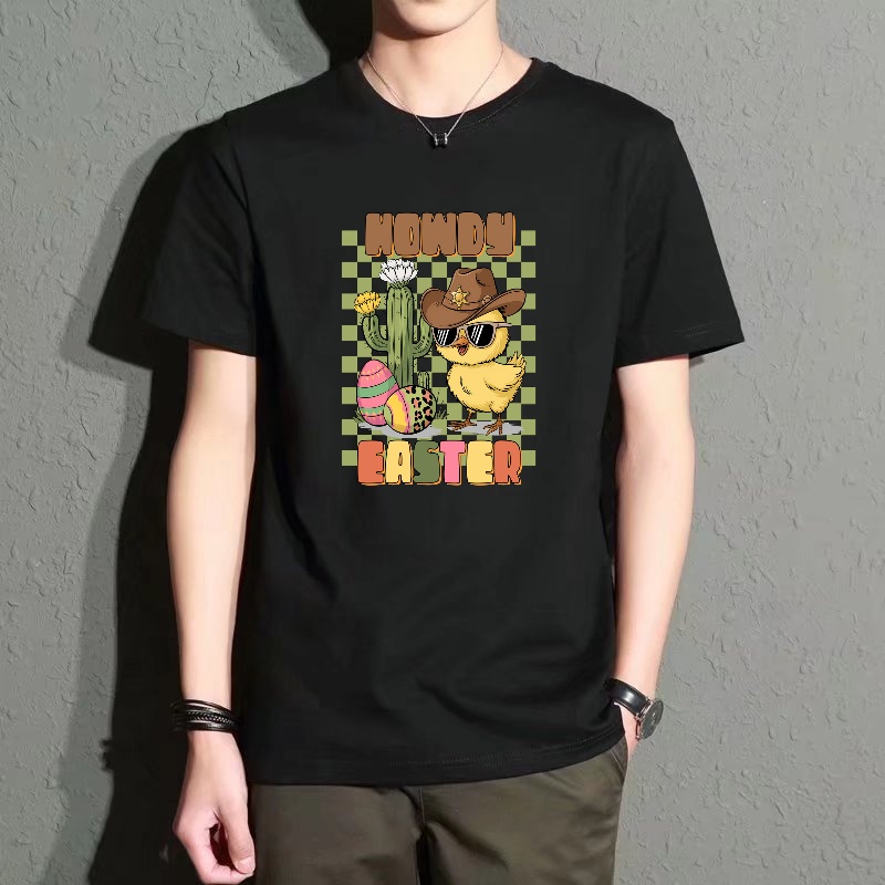 Men'S Fashion Easter - Men's Black Round-Neck Short-Sleeved T-Shirt, Fun