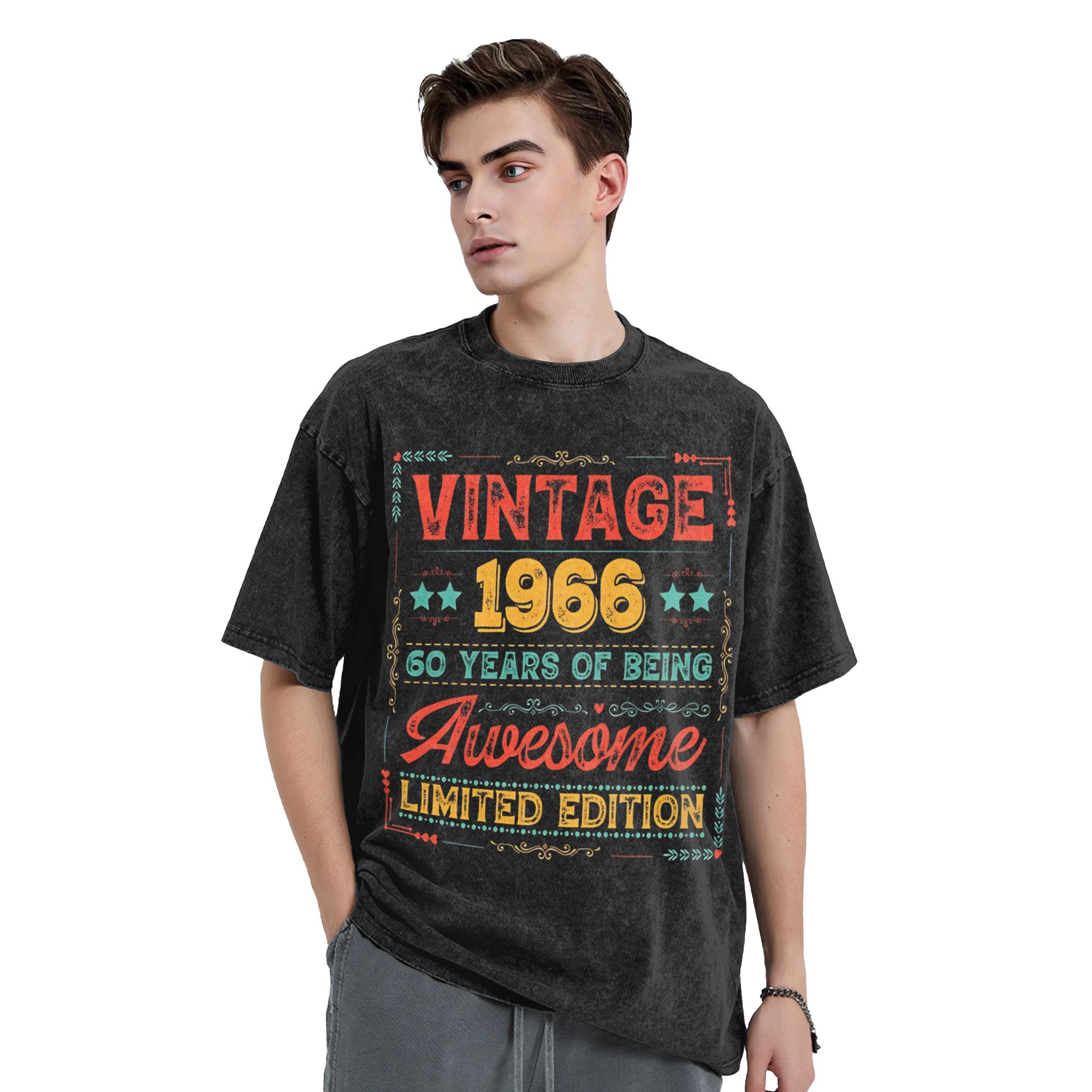 Washed T Shirts Vintage 1966 6 - Men'S Fashion For 60 Year Old บทวิจารณ์และราคา