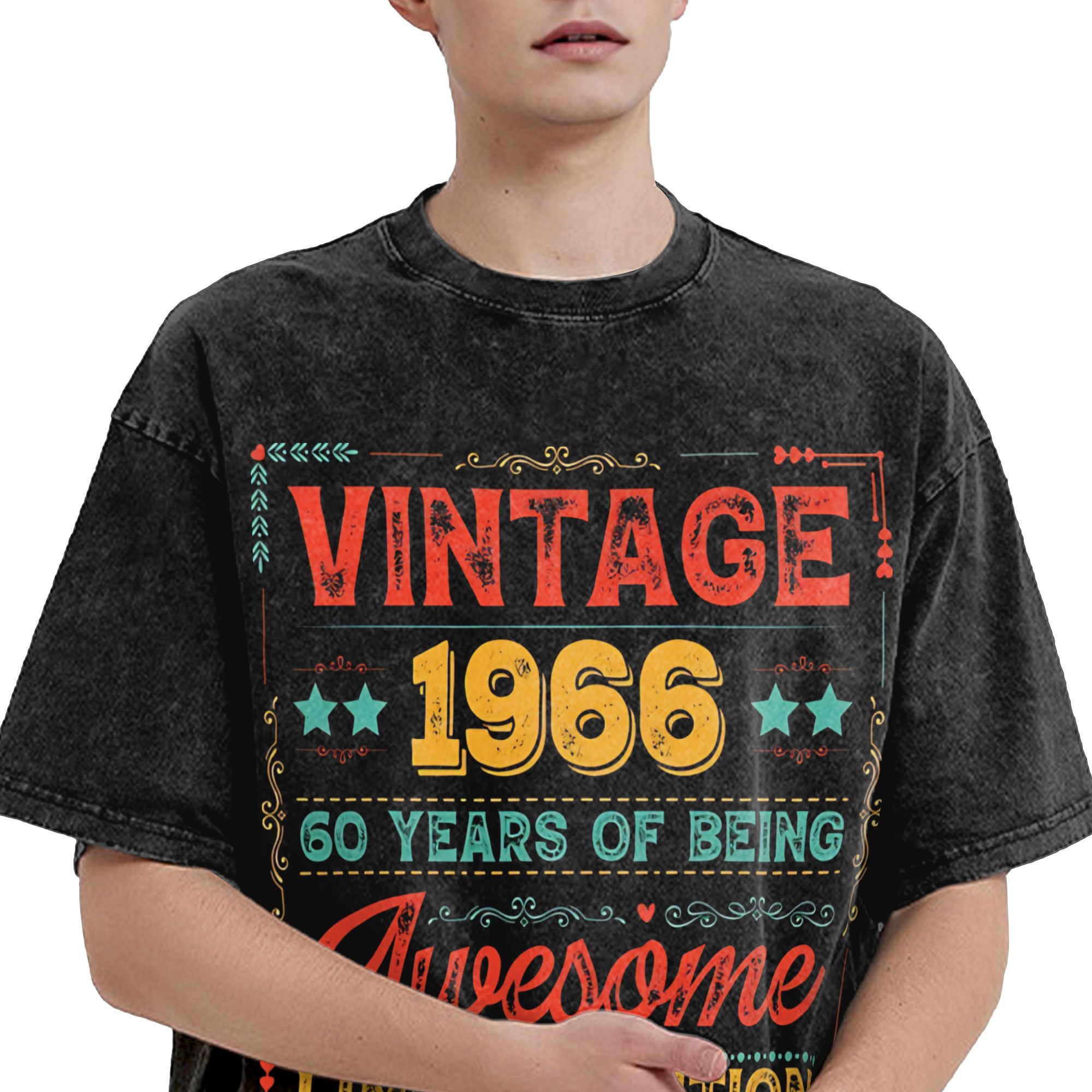 Washed T Shirts Vintage 1966 6 - Men'S Fashion For 60 Year Old บทวิจารณ์และราคา