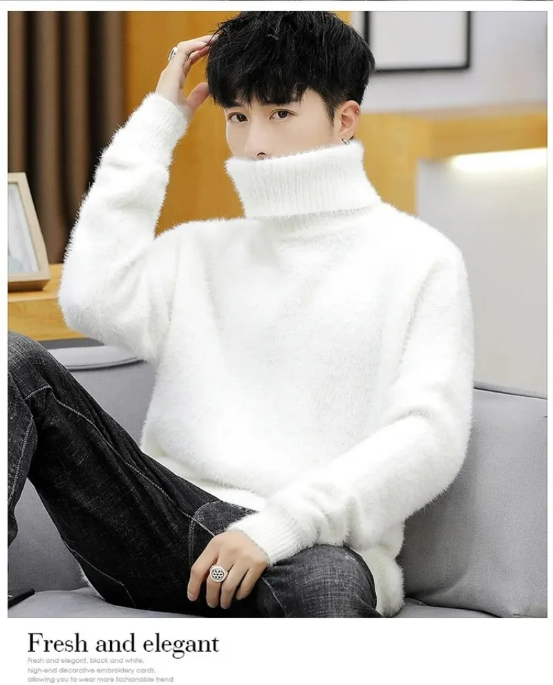 White Pullover Turtleneck Men  - Turtleneck Sweater Men บทวิจารณ์และราคา