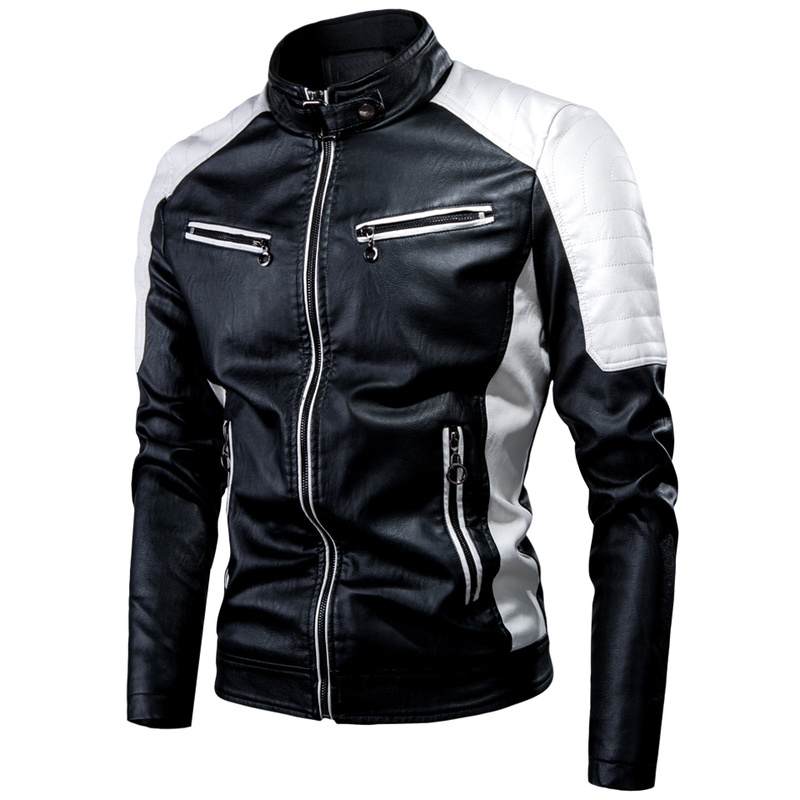 Men Motorcycle Leather Jacket  - Mens Fashion Bomber Jacket บทวิจารณ์และราคา