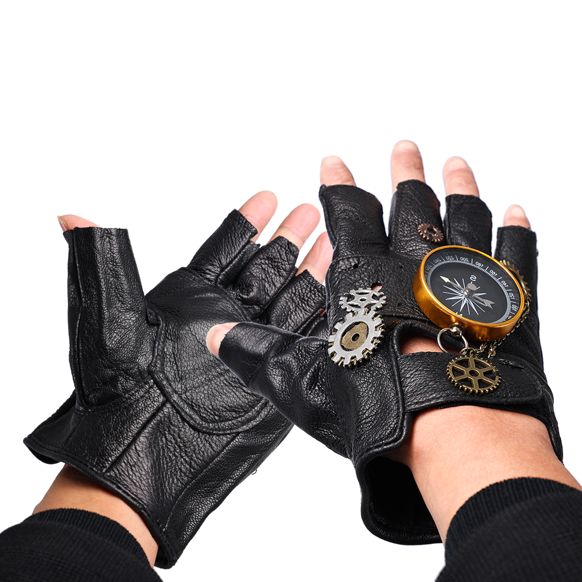 Steampunk PU Leather Fingerles - Men'S Fashion Gloves บทวิจารณ์และราคา