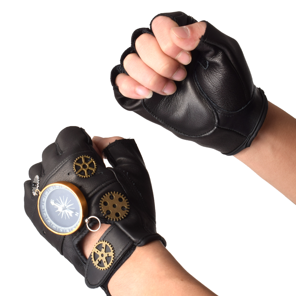 Steampunk PU Leather Fingerles - Men'S Fashion Gloves บทวิจารณ์และราคา