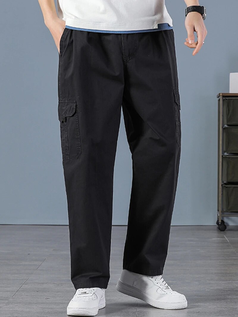 Men's 100% Cotton Straight Bla - Mens Fashion Cargo Pants บทวิจารณ์และราคา