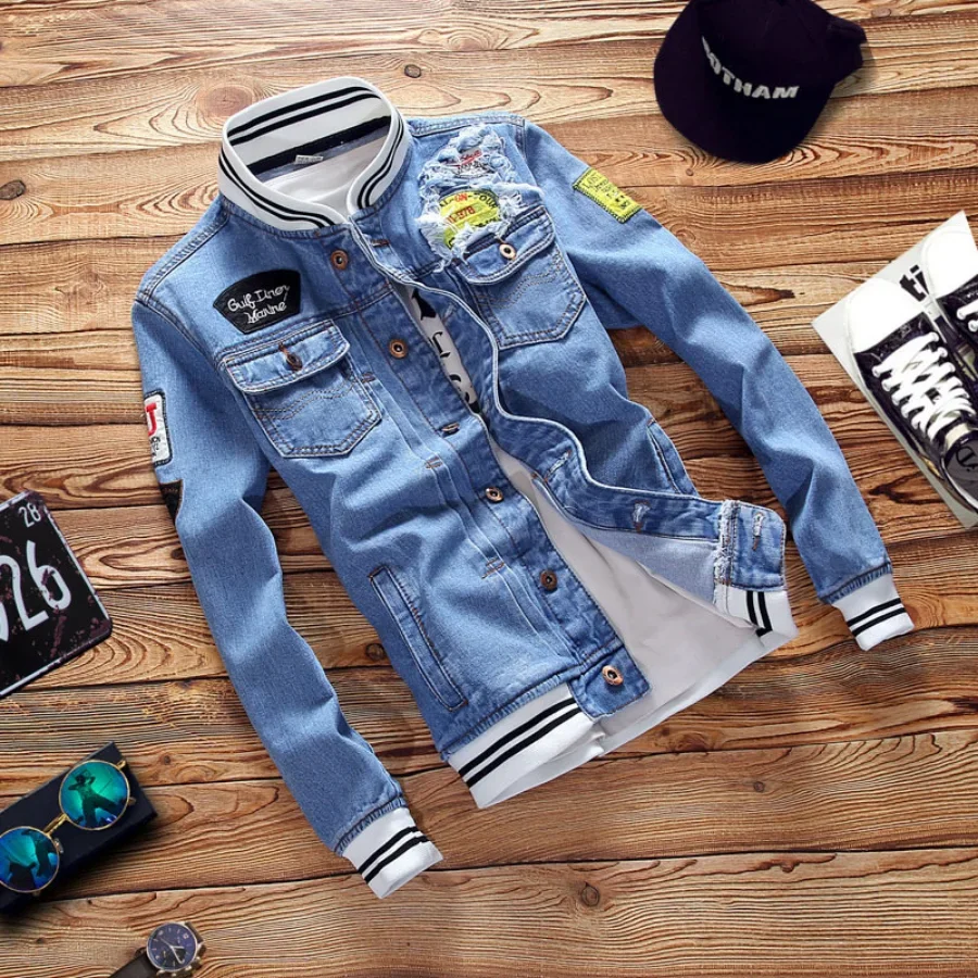 New 2026 Men's Denim Jackets F - Mens Fashion Bomber Jacket บทวิจารณ์และราคา