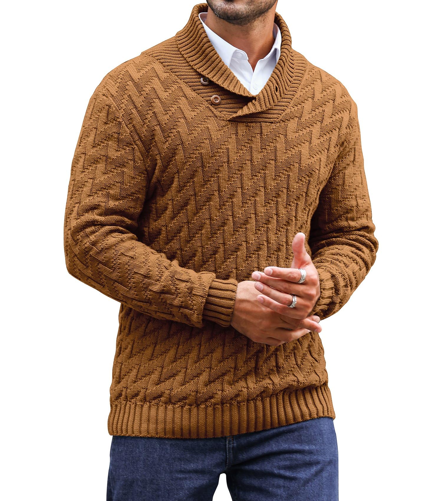 Men's Sweater Spring Shawl Col - Turtleneck Sweater Men บทวิจารณ์และราคา