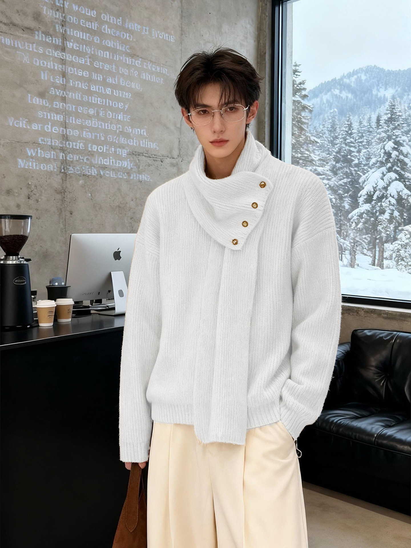 Fur Collar Pullovers Blancos M - Men'S Fashion For Hot Weather บทวิจารณ์และราคา