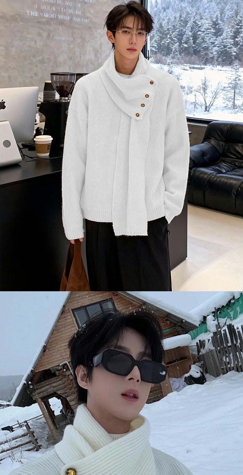 Fur Collar Pullovers Blancos M - Men'S Fashion For Hot Weather บทวิจารณ์และราคา