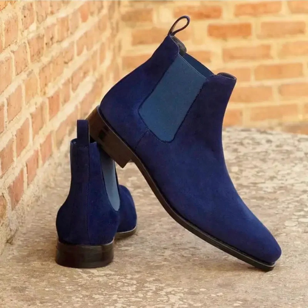 Chelsea Boots Men Blue Faux Su - Mens Fashion Zapatos บทวิจารณ์และราคา