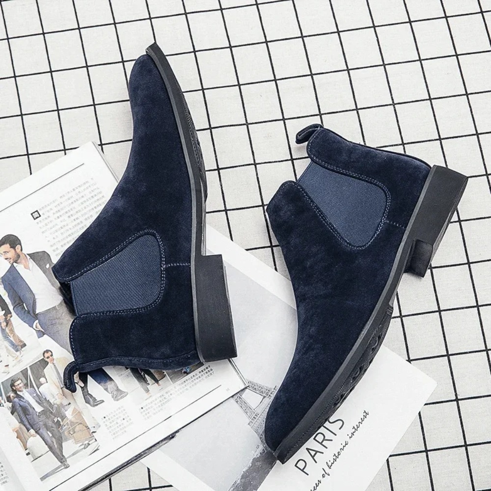 Chelsea Boots Men Blue Faux Su - Mens Fashion Zapatos บทวิจารณ์และราคา