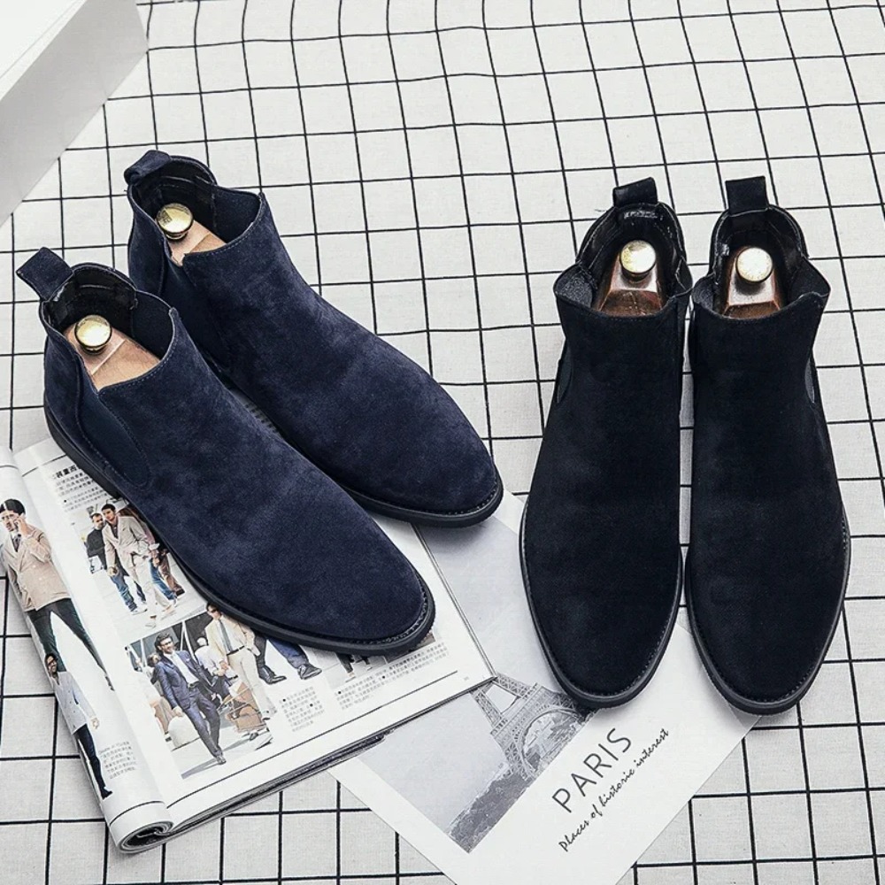 Chelsea Boots Men Blue Faux Su - Mens Fashion Zapatos บทวิจารณ์และราคา