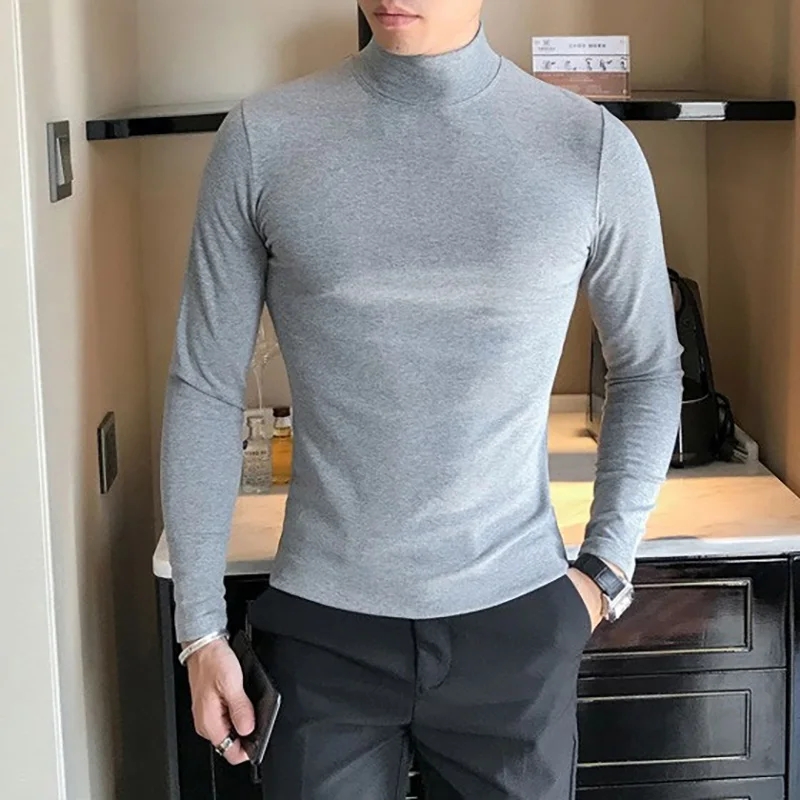 Fashion Men's Casual Slim Fit  - Turtleneck Sweater Men บทวิจารณ์และราคา