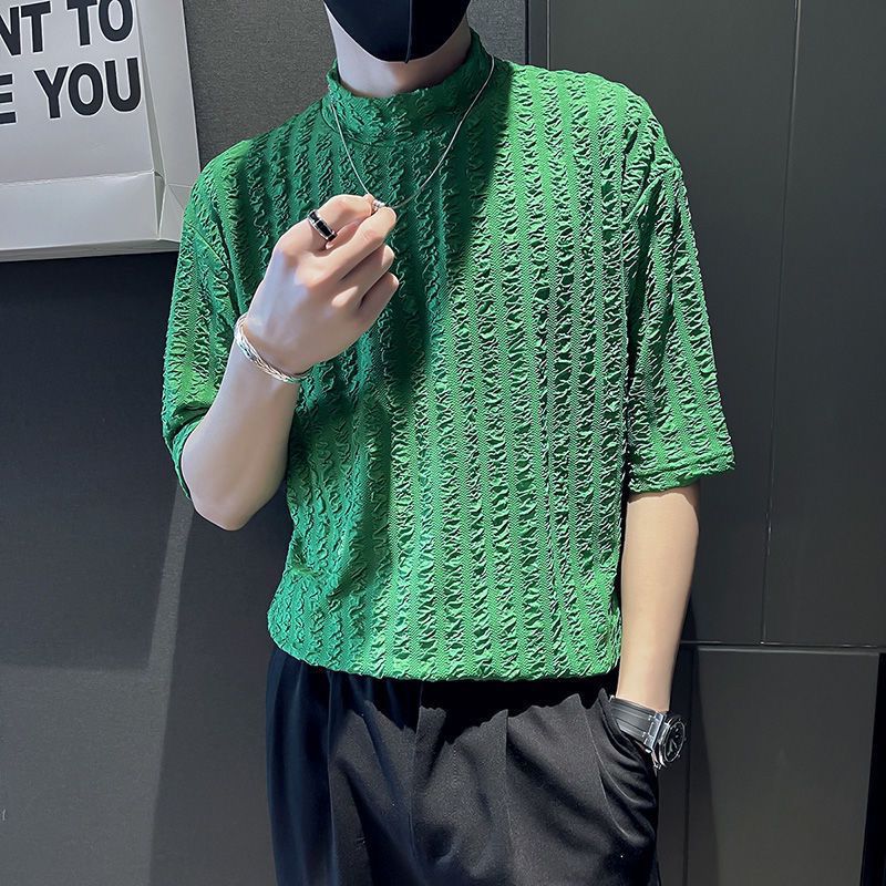 Half High Collar Short Sleeve  - Men'S Fashion For Hot Weather บทวิจารณ์และราคา