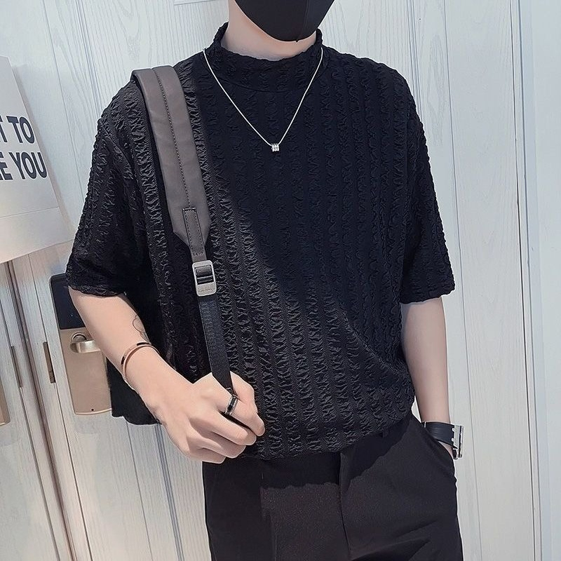 Half High Collar Short Sleeve  - Men'S Fashion For Hot Weather บทวิจารณ์และราคา