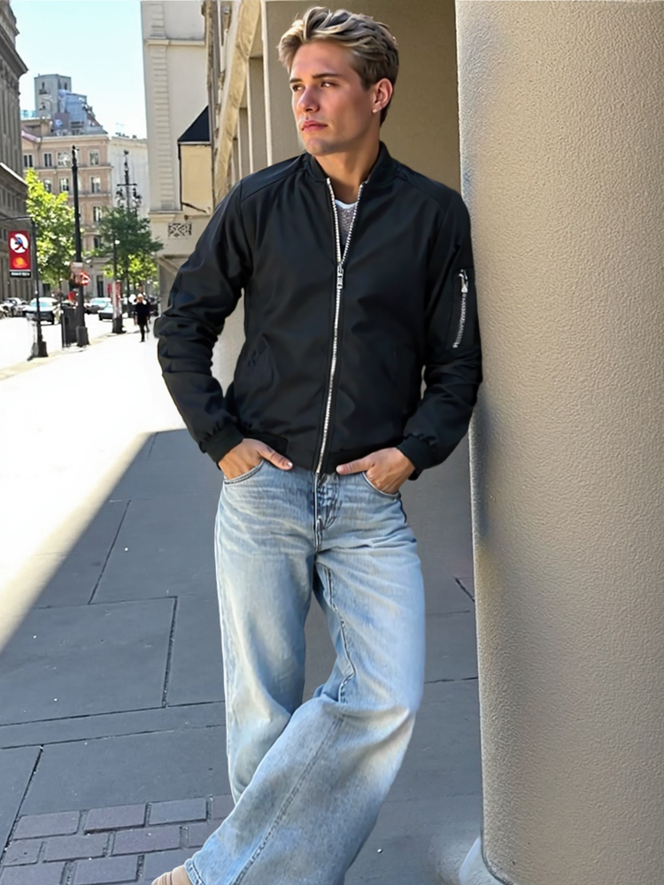 Spring Autumn Men's Bomber Jac - Mens Fashion Bomber Jacket บทวิจารณ์และราคา