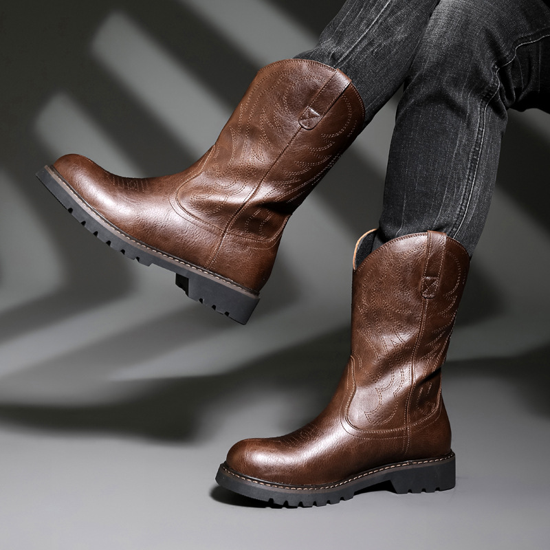 Fashion Mens Cowboy Boots New  - Men'S Fashion Old Money บทวิจารณ์และราคา