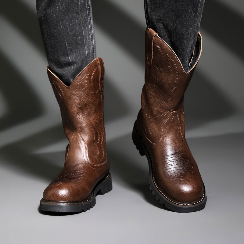 Fashion Mens Cowboy Boots New  - Men'S Fashion Old Money บทวิจารณ์และราคา