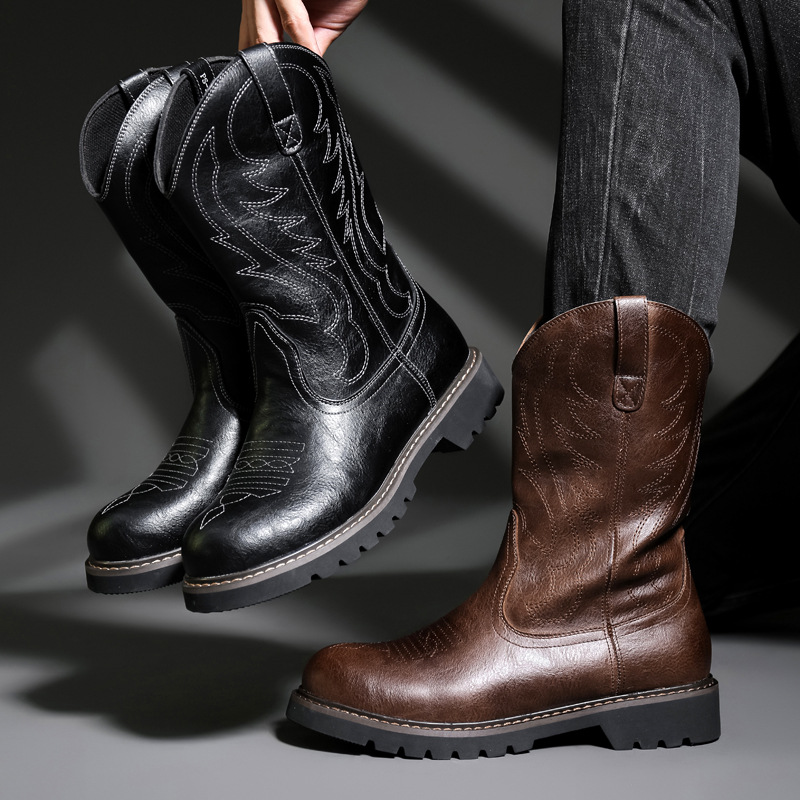 Fashion Mens Cowboy Boots New  - Men'S Fashion Old Money บทวิจารณ์และราคา