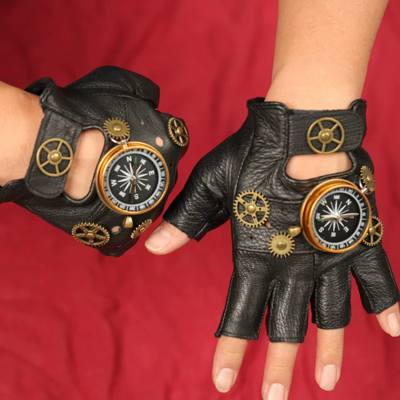 Steampunk PU Leather Fingerles - Men'S Fashion Gloves บทวิจารณ์และราคา
