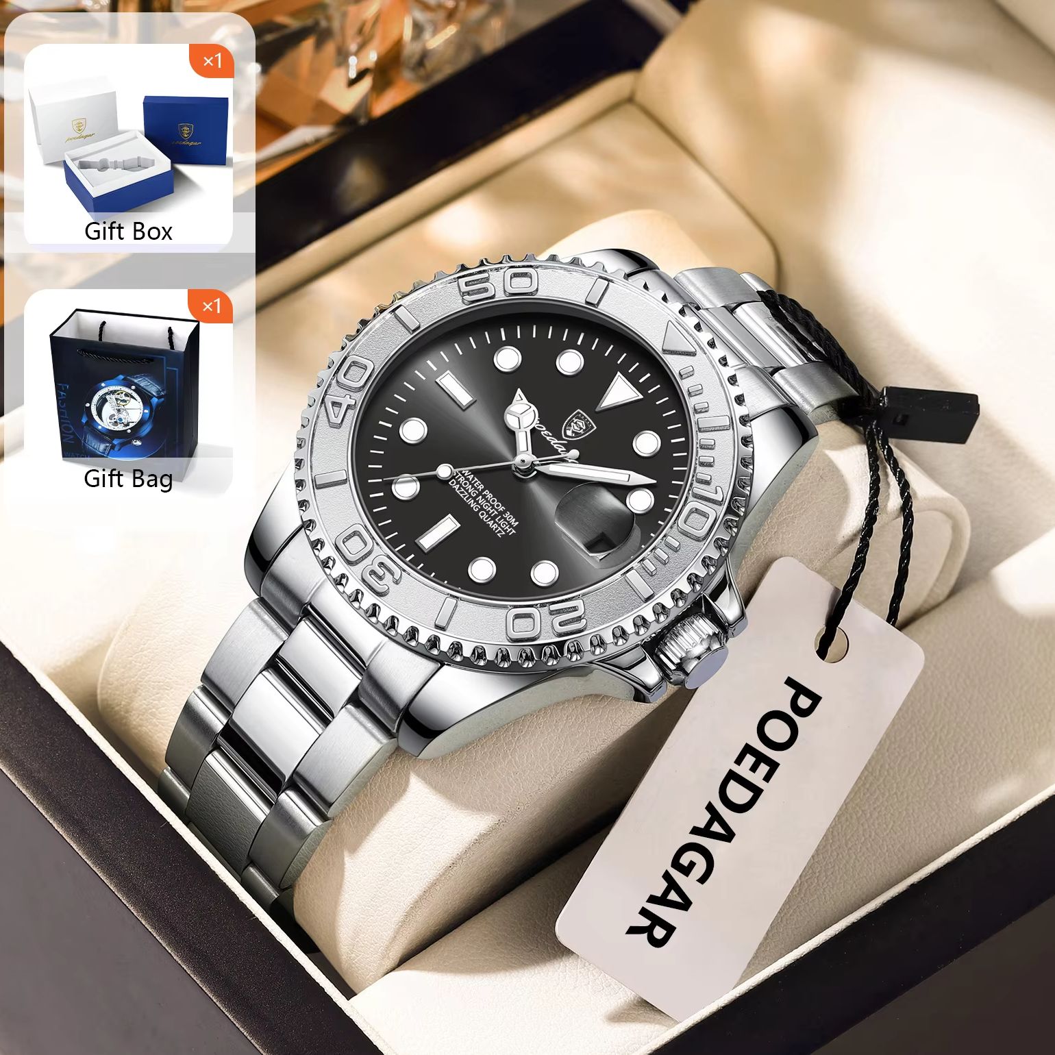 POEDAGAR Fashion Male Watch Lu - Men'S Fashion Box บทวิจารณ์และราคา