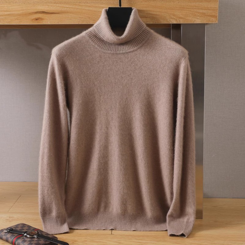 Men's 100% pure Mink velvet Ca - Turtleneck Sweater Men บทวิจารณ์และราคา