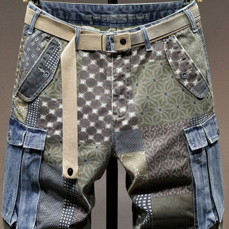 Graphic Man Denim Shorts Multi - Mens Fashion Cargo Pants บทวิจารณ์และราคา
