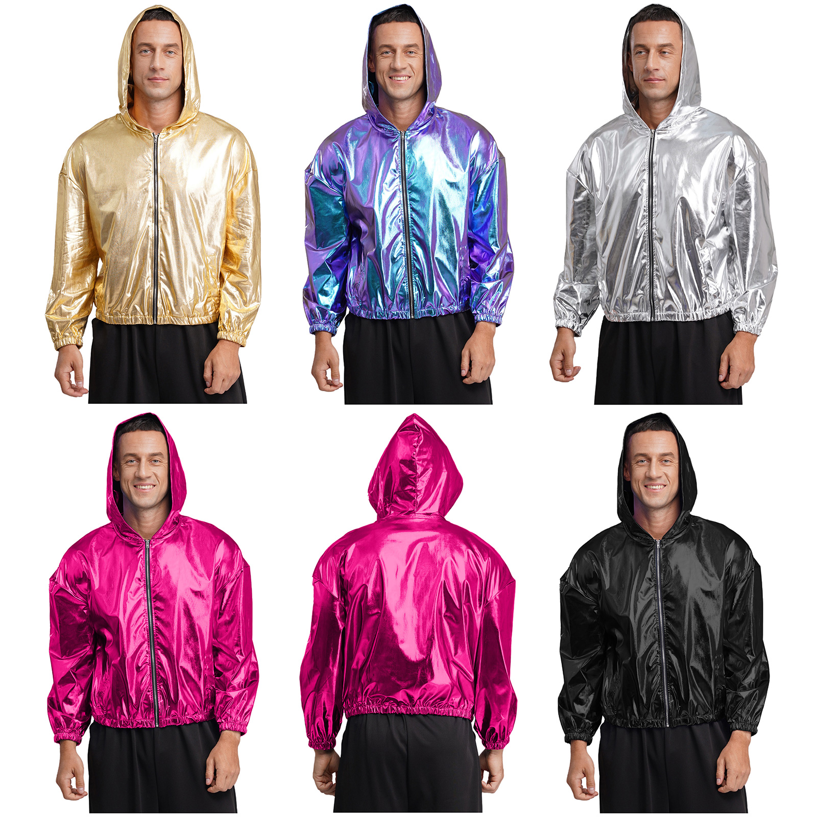 Mens Shiny Metallic Hooded Bom - Mens Fashion Bomber Jacket บทวิจารณ์และราคา
