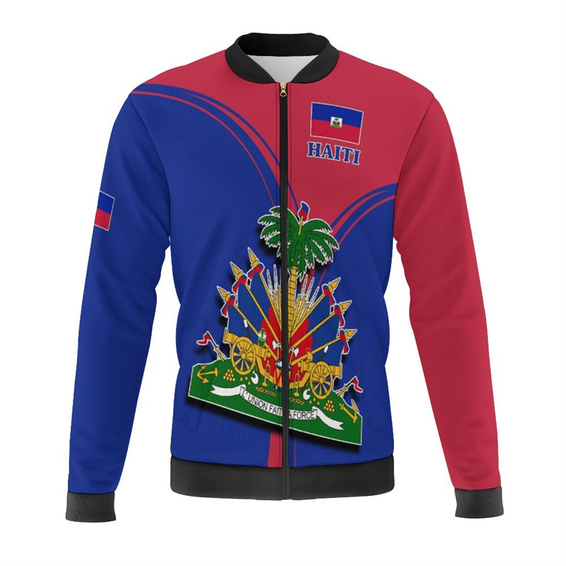 Haiti Flag Map 3d Print Jacket - Mens Fashion Bomber Jacket บทวิจารณ์และราคา
