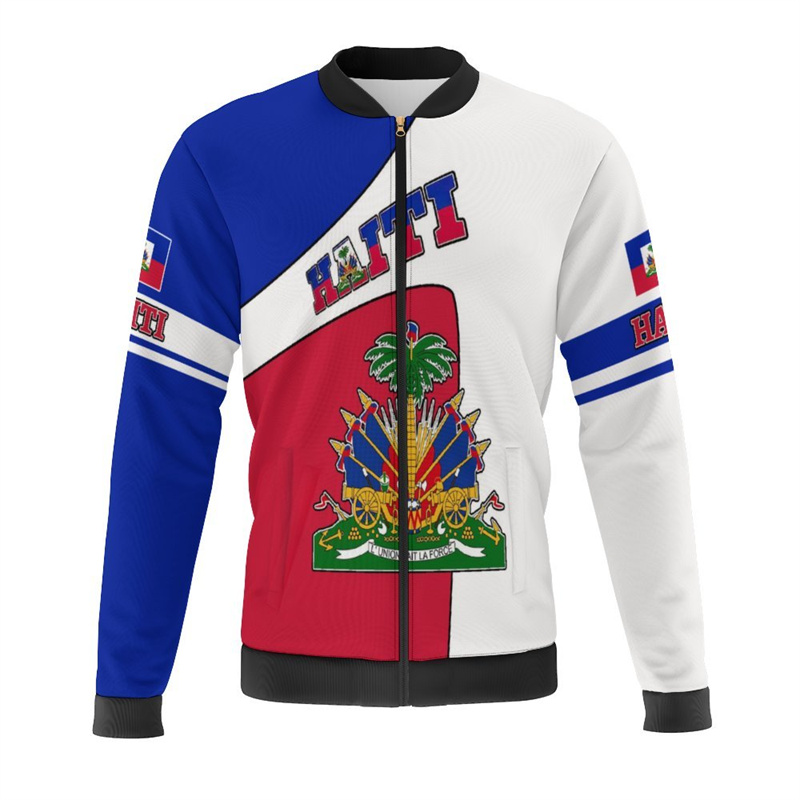 Haiti Flag Map 3d Print Jacket - Mens Fashion Bomber Jacket บทวิจารณ์และราคา