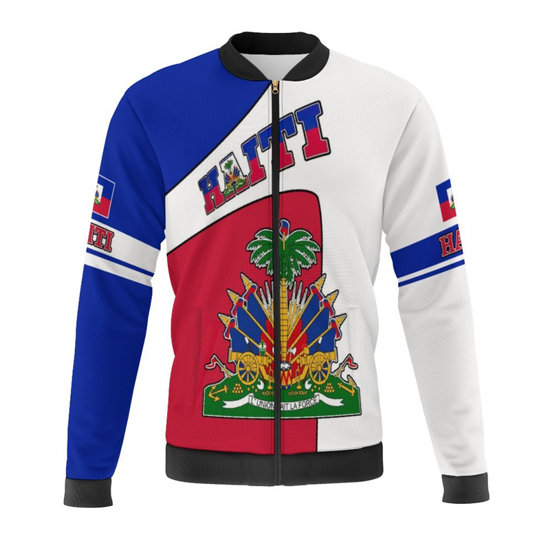 Haiti Flag Map 3d Print Jacket - Mens Fashion Bomber Jacket บทวิจารณ์และราคา