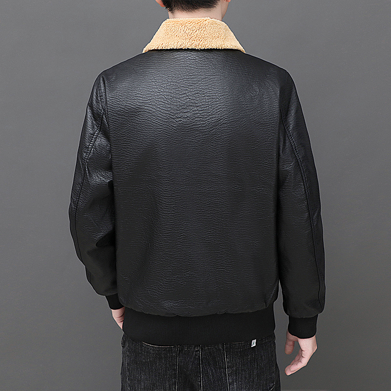 Solid Zipper Design Leather Ja - Mens Fashion Bomber Jacket บทวิจารณ์และราคา