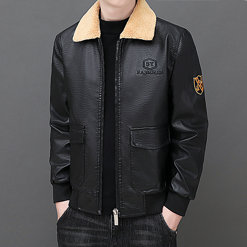 Solid Zipper Design Leather Ja - Mens Fashion Bomber Jacket บทวิจารณ์และราคา
